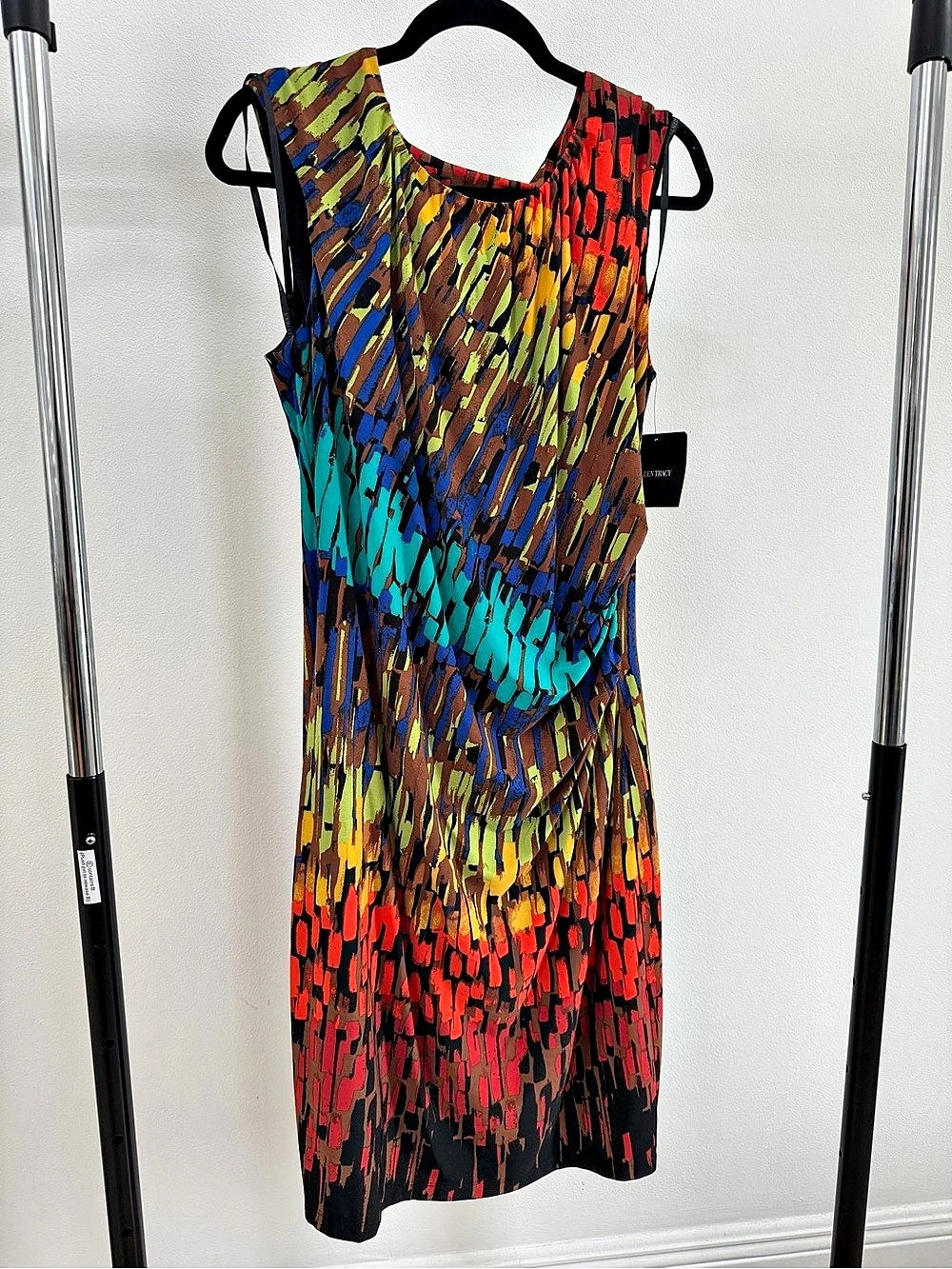 Ellen Tracy Abstract Sleeveless Dress in Multi Size 14 NWT
